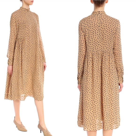 Ganni Dresses & Skirts - New GANNI Georgette Crepe Polka Dot Dress